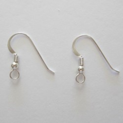 Argentium Ear Wire with Bead and Coil - 2 Pairs