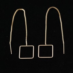 15mm Square Ear Threads Gold Filled Earrings