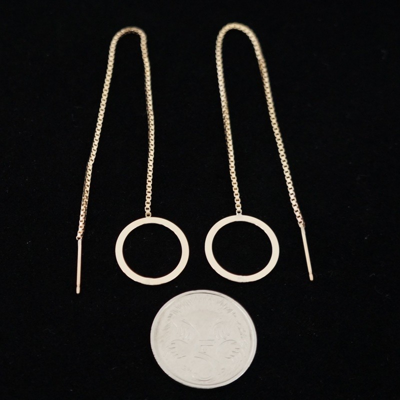 14mm Flat Circle Ear Threads Gold Filled Earring Inspire With Wire