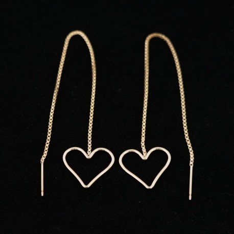 16mm Heart Ear Threads Gold Filled Earrings