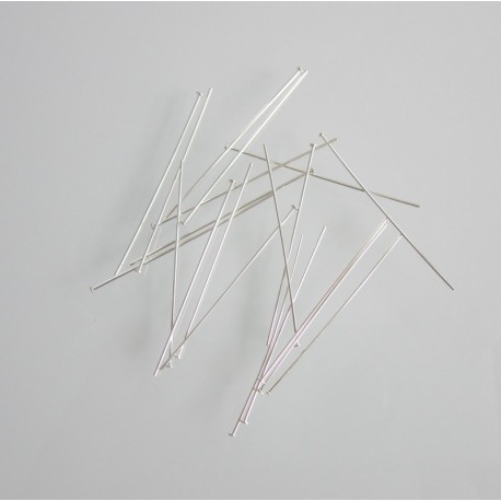 Head Pin 50mm Sterling Silver - Pack of 20