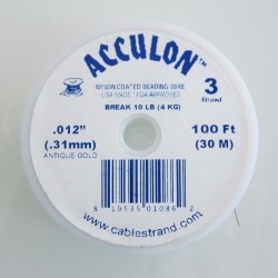 Acculon 0.31mm 3 Strand Beading Wire - Antique Gold 30m