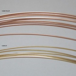 18 gauge Half Hard Half Round 14k Rose Gold Filled Wire - 50cm Colour comparison