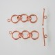 Copper 3 Ring Toggle Clasp 40x13mm - 2 Pack