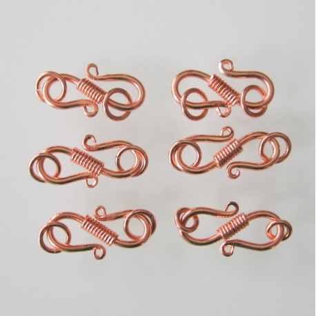 Copper S-Hook with Rope Design 19x12mm - Pack of 6