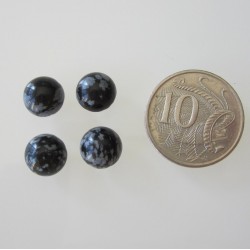 Snowflake Obsidian Round Cabochon - 10mm Pack of 2 Size Comparison