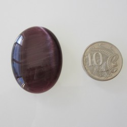 Cat's Eye Glass, Purple Oval Cabochon - 40x30mm Sold Individually Size Comparison