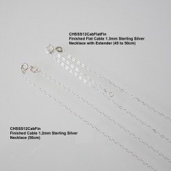 Finished Flat Cable 1.3mm Sterling Silver Necklace - 45-50cm Compare