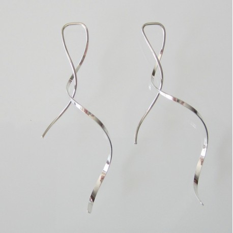 5cm Smooth Flat Ribbon Sterling Silver Earring