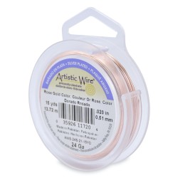 Artistic Wire 24ga Round Rose Gold Coloured Silver Plated Copper Wire - 13 Metres