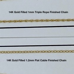 Finished Flat Cable 1.2mm 14K Gold Filled Necklace - 45cm Compare with the Triple Rope 1mm Chain