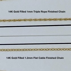 Finished Triple Rope 1mm 14K Gold Filled Necklace - 45cm Compare with with fine 1.2mm flat cable chain.
