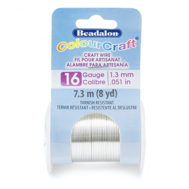 ColourCraft 16 Gauge Round Silver Plated Copper Wire - 7 Metres