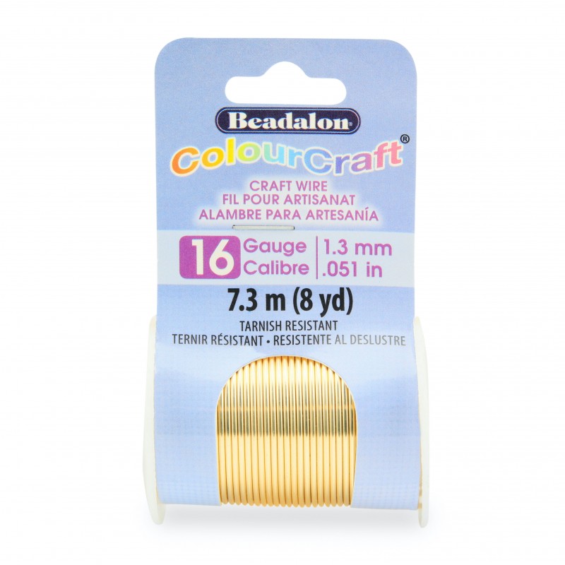 ColourCraft 16 Gauge Round Silver Plated Gold Coloured Copper Wire - 7 Metres