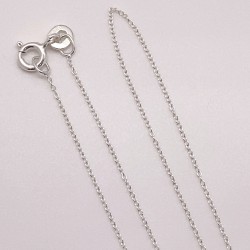 Finished Oval Cable 0.8mm Sterling Silver Necklace - 50cm Zoom