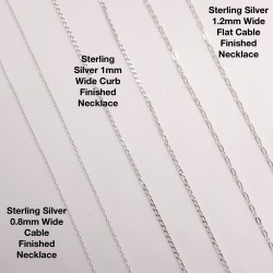 Finished Oval Cable 0.8mm Sterling Silver Necklace - 50cm Compare Chains