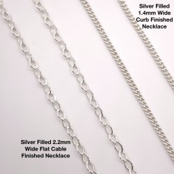 Finished 2.2mm Flat Cable Sterling Silver Filled Necklace - 50cm Compare Chains