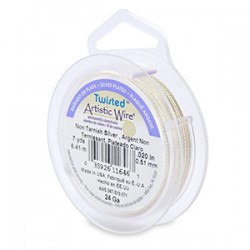 Artistic Wire 24ga Twisted Round Silver Plated Copper Wire - 6 Metres