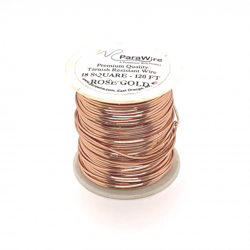 ParaWire 18ga Square Rose Gold Silver Plated Copper Wire - 36 Metres