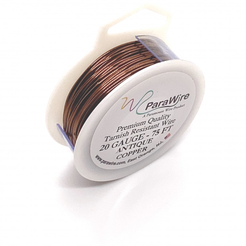ParaWire 20ga Round Antique Copper Wire with Anti Tarnish Coating - 22 Metres