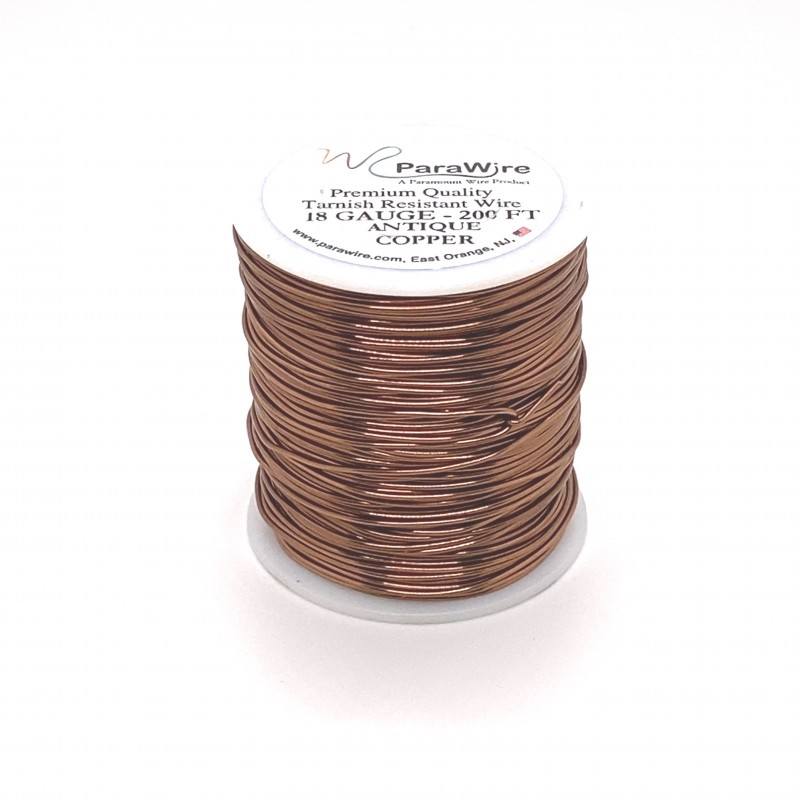 ParaWire 18ga Round Antique Copper Wire with Anti Tarnish Coating - 60 Metres