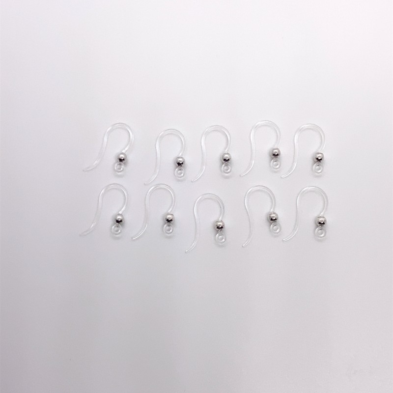 Acrylic Ear Wire Clear with Silver 3mm Ball - 5 Pairs