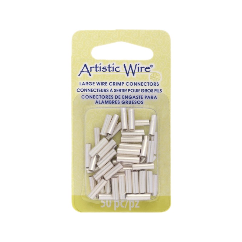 Artistic Wire Large Crimp Connector 12ga Tarnish Resistant Silver Plated - Pack of 50