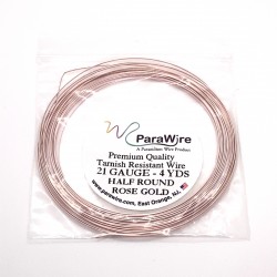 ParaWire 21ga Half Round Rose Gold Silver Plated Copper  Wire - 3.5 Metres