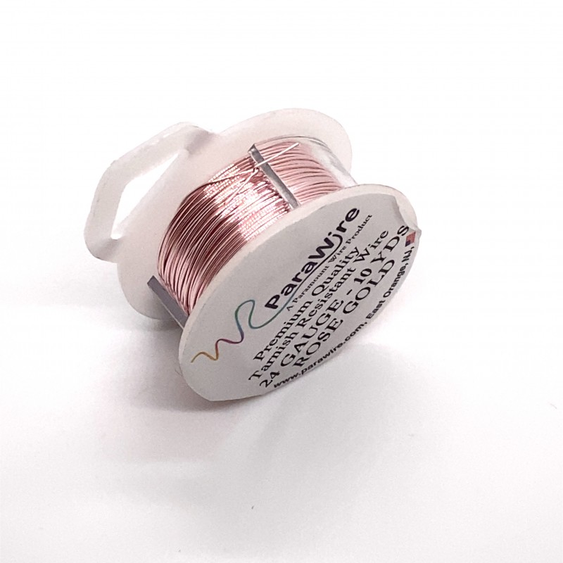 ParaWire 24ga Round Rose Gold Silver Plated Copper Wire - 9 Metres