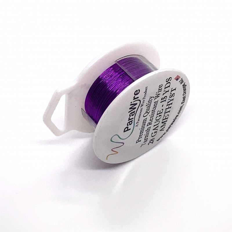ParaWire 28ga Round Amethyst Silver Plated Copper  Wire - 13 Metres