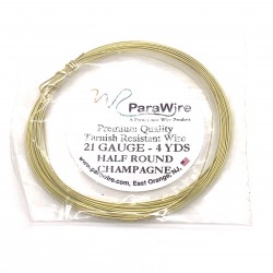 ParaWire 21ga Half Round Champagne Silver Plated Copper Wire - 3.5 Metres