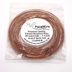 ParaWire 18ga Half Round Copper Wire with Anti Tarnish Coating - 6.4 Metres