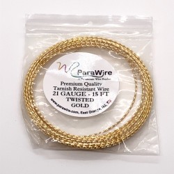 ParaWire 21ga Twisted Square Gold Finished and Silver Plated Copper  Wire - 4.5 Metres