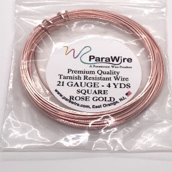 ParaWire 21ga Square Rose Gold Silver Plated Copper  Wire - 3.5 Metres