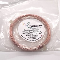 ParaWire 18ga Square Rose Gold Silver Plated Copper  Wire - 3.5 Metres