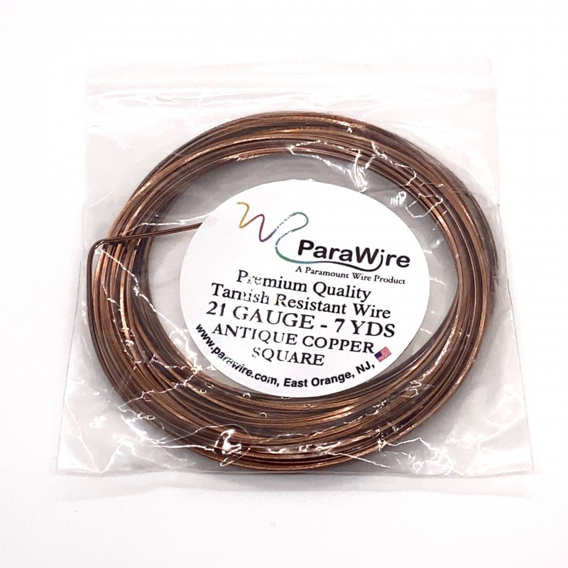 ParaWire 21ga Square Antique Copper Wire with Anti Tarnish Coating - 6.4 Metres