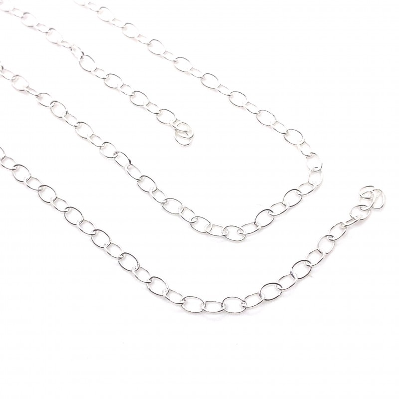 Oval Cable 2.4mm Sterling Silver Chain - 50cm