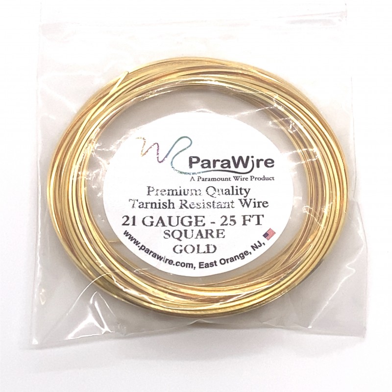 ParaWire 21ga Square Gold Finished and Silver Plated Copper  Wire - 7.6 Metres