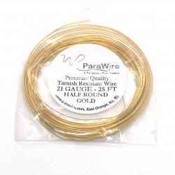 ParaWire 21ga Half Round Gold Finished and Silver Plated Copper  Wire - 7.6 Metres
