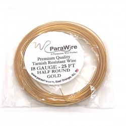 ParaWire 18ga Half Round Gold Finished and Silver Plated Copper  Wire - 7.6 Metres