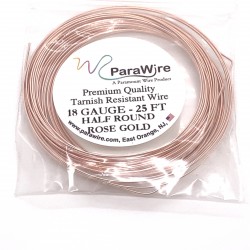 ParaWire 18ga Half Round Rose Gold Silver Plated Copper  Wire - 7.6 Metres