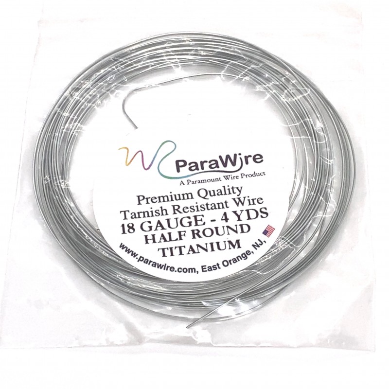 ParaWire 18ga Half Round Titanium Finished and Silver Plated Copper  Wire - 3.5 Metres