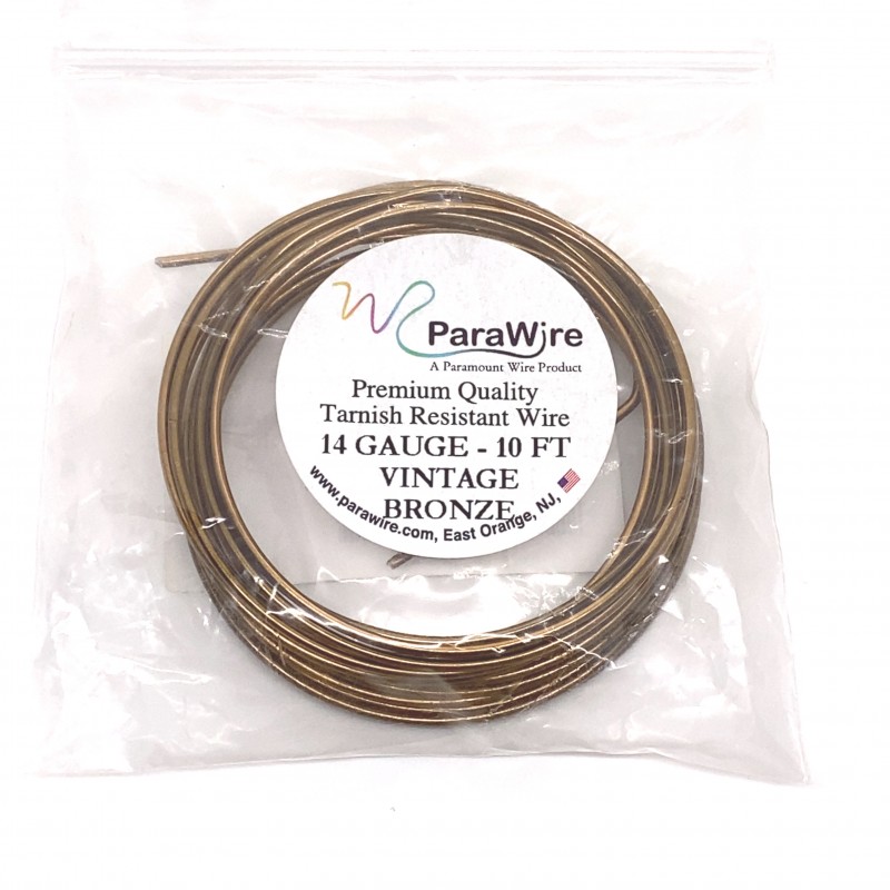 ParaWire 14ga Round Vintage Bronze Copper Wire with Anti Tarnish Coating - 3 Metres