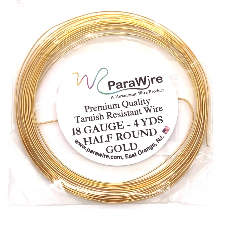 ParaWire 18ga Half Round Gold Finished and Silver Plated Copper  Wire - 3.5 Metres