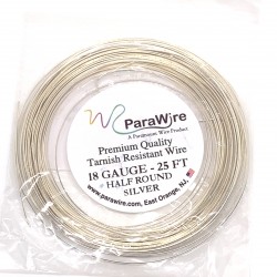 ParaWire 18ga Half Round Silver Plated Copper Wire - 7.6 Metres