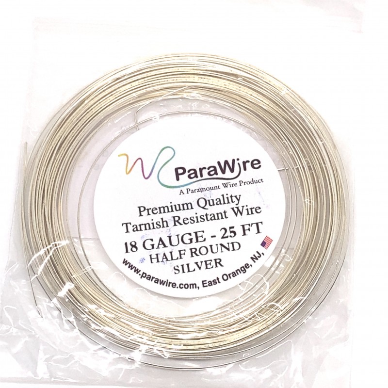 21 Gauge HALF ROUND SILVER Silver Plated Wire Tarnish Resistant Parawire 