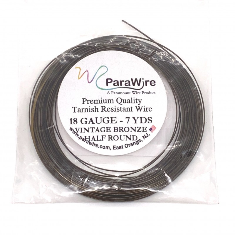 ParaWire 18ga Half Round Vintage Bronze Copper Wire with Anti Tarnish Coating - 6.4 Metres
