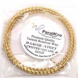 ParaWire 18ga Twisted Square Gold Finished and Silver Plated Copper  Wire - 2.4 Metres
