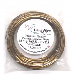 ParaWire 18ga Square Vintage Bronze Copper Wire with Anti Tarnish Coating - 6.4 Metres