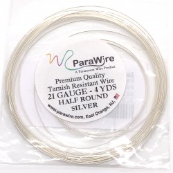 ParaWire 21ga Half Round Silver Plated Copper Wire - 3.5 Metres